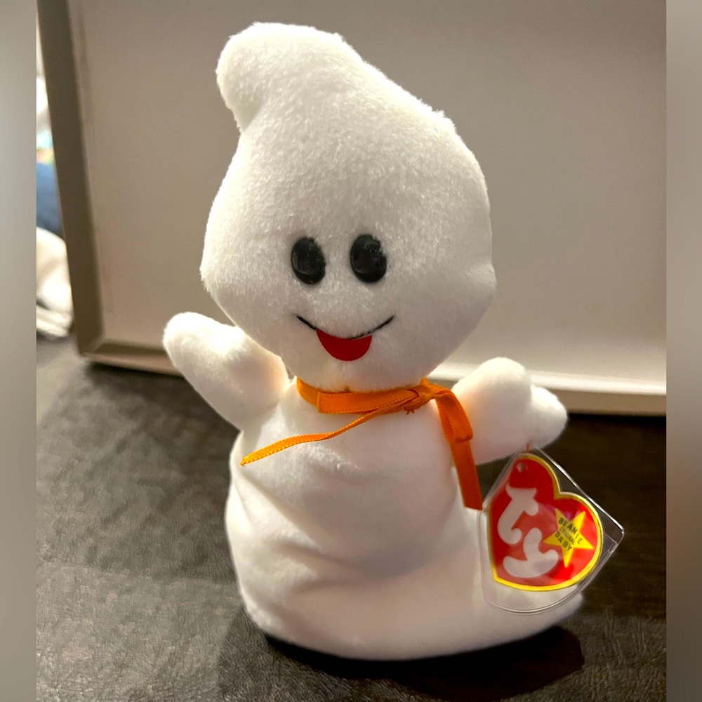 Ty Beanie Baby Spooky White Ghost Halloween Stuffed  Animal NWT